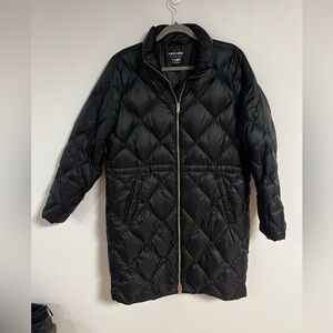Simons Black Quilted Midweight Long Puffer Coat